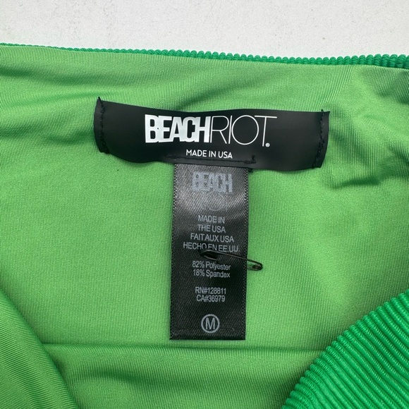 NEW BEACH RIOT GREEN CELINE RIBBED ONE PIECE CUTOUT SWIMSUIT M B2110 - Picture 7 of 7